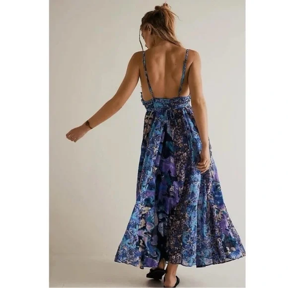 Free People Moondive Floral Patten Mixing Maxi Dress Bobo Cottagecore - Picture 6 of 13